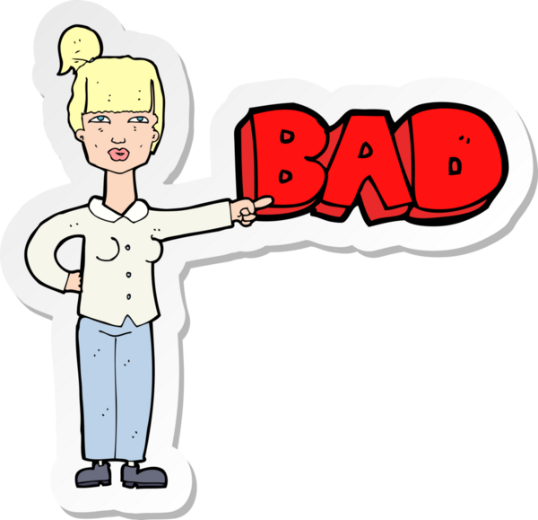 Çizgi filmdeki bir kadının çıkartması bir insanın kötü çizimine işaret ediyor.