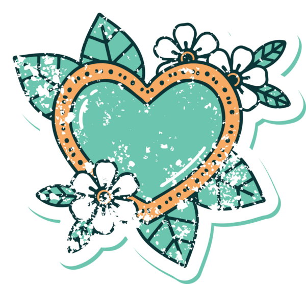 Bir insan tarafından çizilmiş botanik bir kalbin sembolik depresif dövmesi.