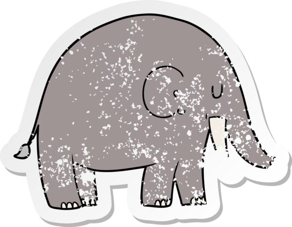 Bir insan tarafından çizilmiş karikatür filinin sıkıntılı çıkartması.