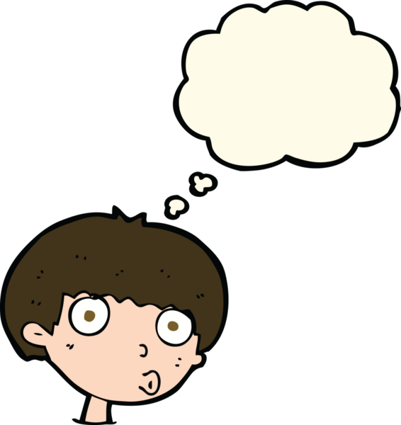 Bir insan tarafından çizilmiş düşünce baloncuğu olan bir çocuk.