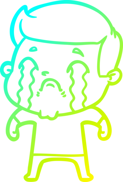 Bir insan tarafından çizilmiş ağlayan bir çizgi film karakteri çizimi.