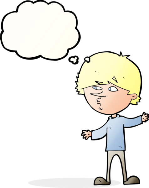 Bir insan tarafından çizilmiş düşünce baloncuğu olan meraklı bir adam.