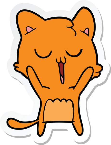 Bir insan tarafından çizilmiş çizgi film kedisinin çıkartması.