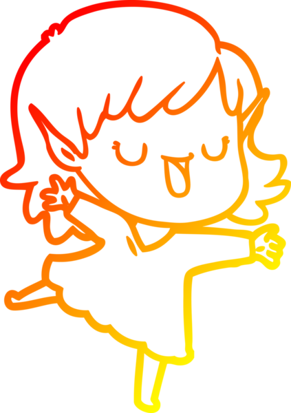 Bir insan tarafından çizilmiş çizgi film karakteri bir elf kızı çizimi