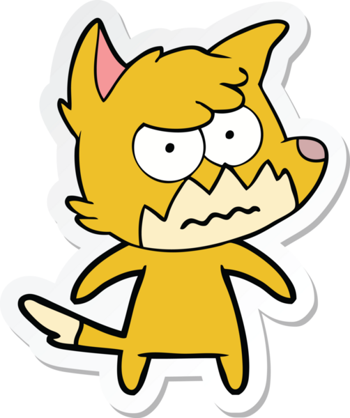 Bir insan tarafından çizilmiş, kızgın tilki çıkartması.