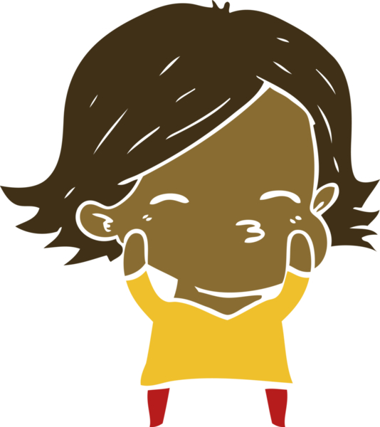 Bir insan tarafından çizilmiş düz renkli karikatür kadın