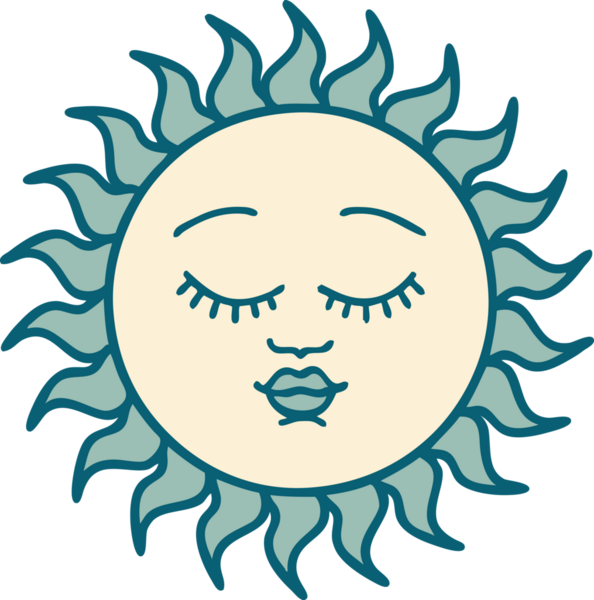 Bir insan tarafından çizilmiş bir güneşin ikonik dövme şekli