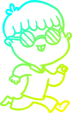 Bir insan tarafından çizilmiş gözlük takan çizgi film çocuğu çizimi.