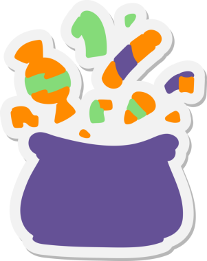 Bir insan tarafından çizilmiş bir çanta dolusu Cadılar Bayramı şekeri.