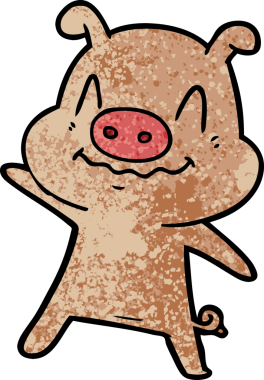 Bir insan tarafından çizilmiş sinirli çizgi film domuzu.