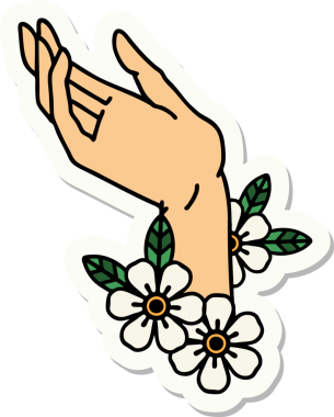 Bir insan tarafından çizilmiş geleneksel bir el dövmesi çıkartması.