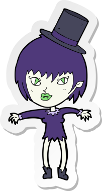 Bir insan tarafından çizilmiş cadılar bayramı vampir kızının çıkartması.