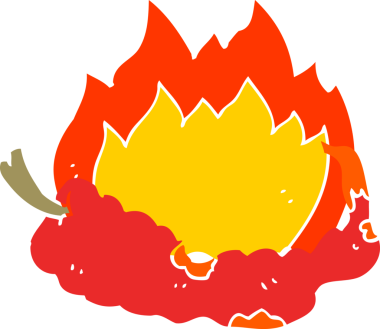 Bir insan tarafından çizilmiş düz renk çizgi film acı kırmızı biber