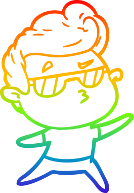 Gökkuşağı gradyan çizimi. Bir insan tarafından çizilmiş havalı bir adamın çizimi.