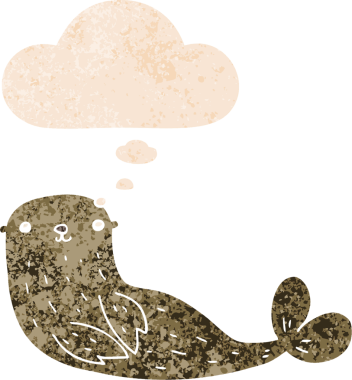 Düşünce baloncuklu karikatür mührü grunge sıkıntılı retro desen bir insan tarafından çizilmiş