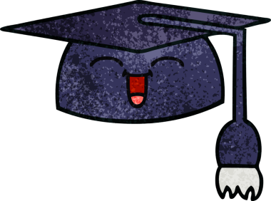 Mezuniyet şapkasının retro grunge deseni bir insan tarafından çizilmiş.