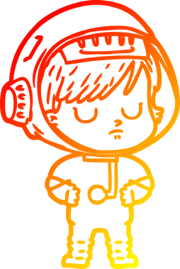 Bir insan tarafından çizilmiş bir astronot kadın çizgi çizimi.