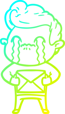 Bir insan tarafından çizilmiş ağlayan bir çizgi film karakteri çizimi.