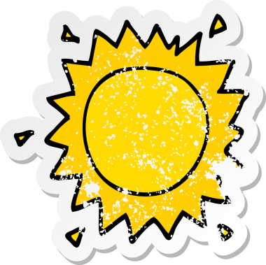 Bir insan tarafından çizilmiş karikatür güneşinin sıkıntılı çıkartması