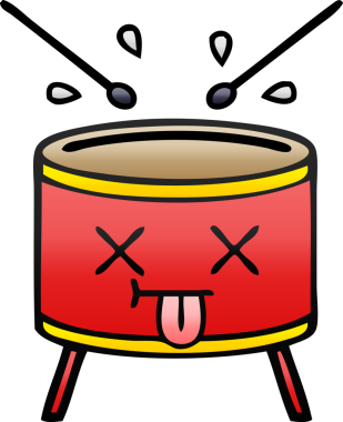 Bir insan tarafından çizilen davulun gölgelenmiş karikatürü
