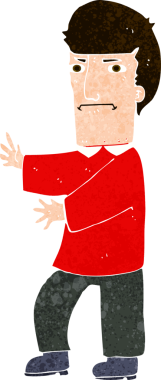 Bir insan tarafından çizilmiş huysuz bir adam çizgi filmi.