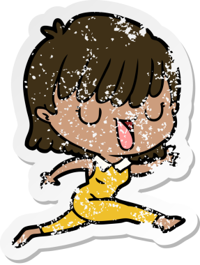 Bir insan tarafından çizilmiş karikatür bir kadının sıkıntılı çıkartması.