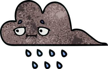 Bir insan tarafından çizilmiş fırtına yağmur bulutunun retro grunge desen karikatürü