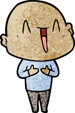 Bir insan tarafından çizilmiş mutlu, kel adam.