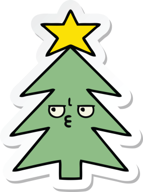 Bir insan tarafından çizilmiş şirin bir noel ağacının çıkartması.