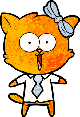 Bir insan tarafından çizilmiş çizgi film kedisi.