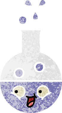 Bir insan tarafından çizilen test tüpünün retro çizim stili karikatürü