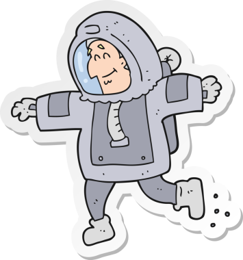 Bir insan tarafından çizilmiş bir astronotun çıkartması.