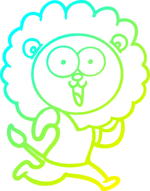 Bir insan tarafından çizilmiş mutlu çizgi film aslanı çizimi.