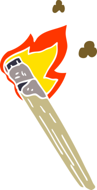 Çizgi film yanan meşale damgası Bir insan tarafından çizilmiş