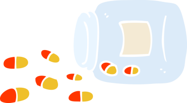 Bir insan tarafından çizilmiş düz renk çizim karikatür kavanozu