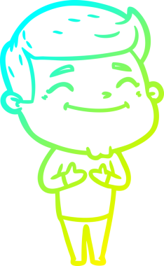 Bir insan tarafından çizilmiş mutlu bir çizgi film karakteri çizimi.