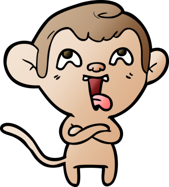 Bir insan tarafından çizilmiş çılgın çizgi film maymunu