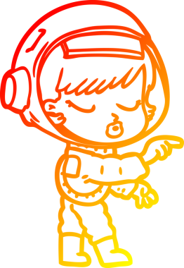 Bir insan tarafından çizilmiş güzel astronot bir kızın sıcak çizgi çizimi.