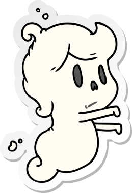 Bir insan tarafından çizilmiş sevimli bir kawai hayaletinin karikatür çizimi.