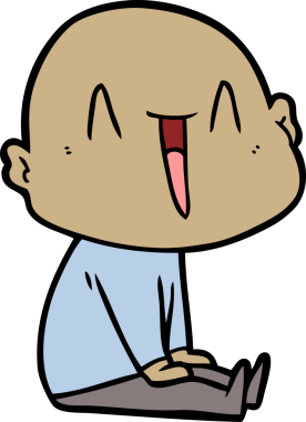 Bir insan tarafından çizilmiş mutlu, kel adam.