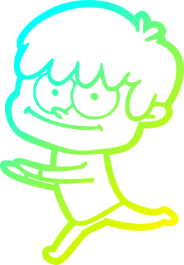 Bir insan tarafından çizilmiş mutlu bir çizgi film karakteri çizimi.