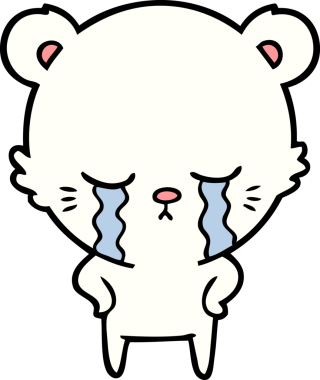 Bir insan tarafından çizilmiş üzgün küçük kutup ayısı çizgi filmi.