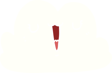 Bir insan tarafından çizilmiş şirin düz renkli çizgi film bulutu