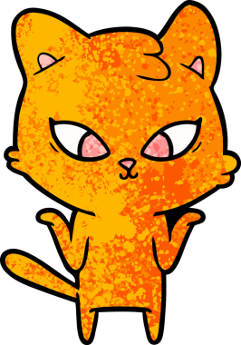 Bir insan tarafından çizilmiş sevimli çizgi film kedisi.