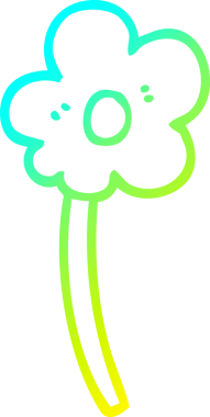 Bir insanın çizdiği karikatür çiçeğinin soğuk gradyan çizgisi.