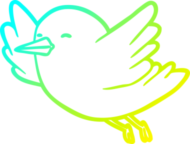 Bir insan tarafından çizilmiş soğuk eğimli bir kuşun çizimi