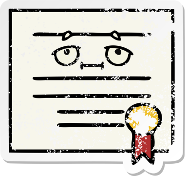 Bir insan tarafından çizilmiş şirin bir karikatür mezuniyet diplomasının sıkıntılı çıkartması.