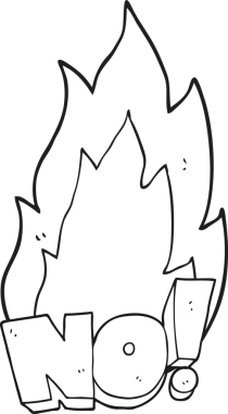 Serbest çizim siyah beyaz çizgi film HAYIR! Bir insan tarafından çizilmiş bağır