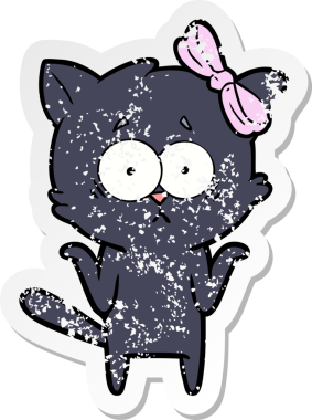 Bir insan tarafından çizilmiş karikatür bir kedinin sıkıntılı çıkartması.