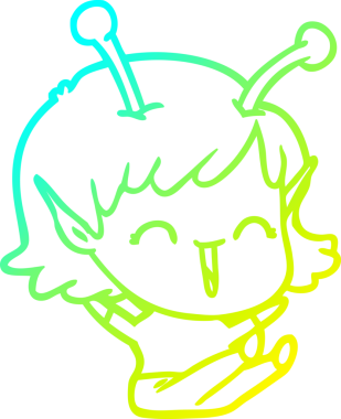 Soğuk gradyan çizgisi, bir insan tarafından çizilmiş gülen uzaylı bir kızın çizimi.